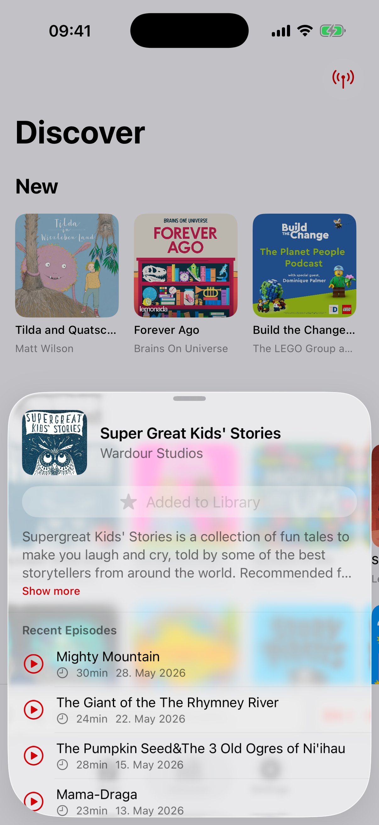 LittleCast browsing podcasts for Toniebox