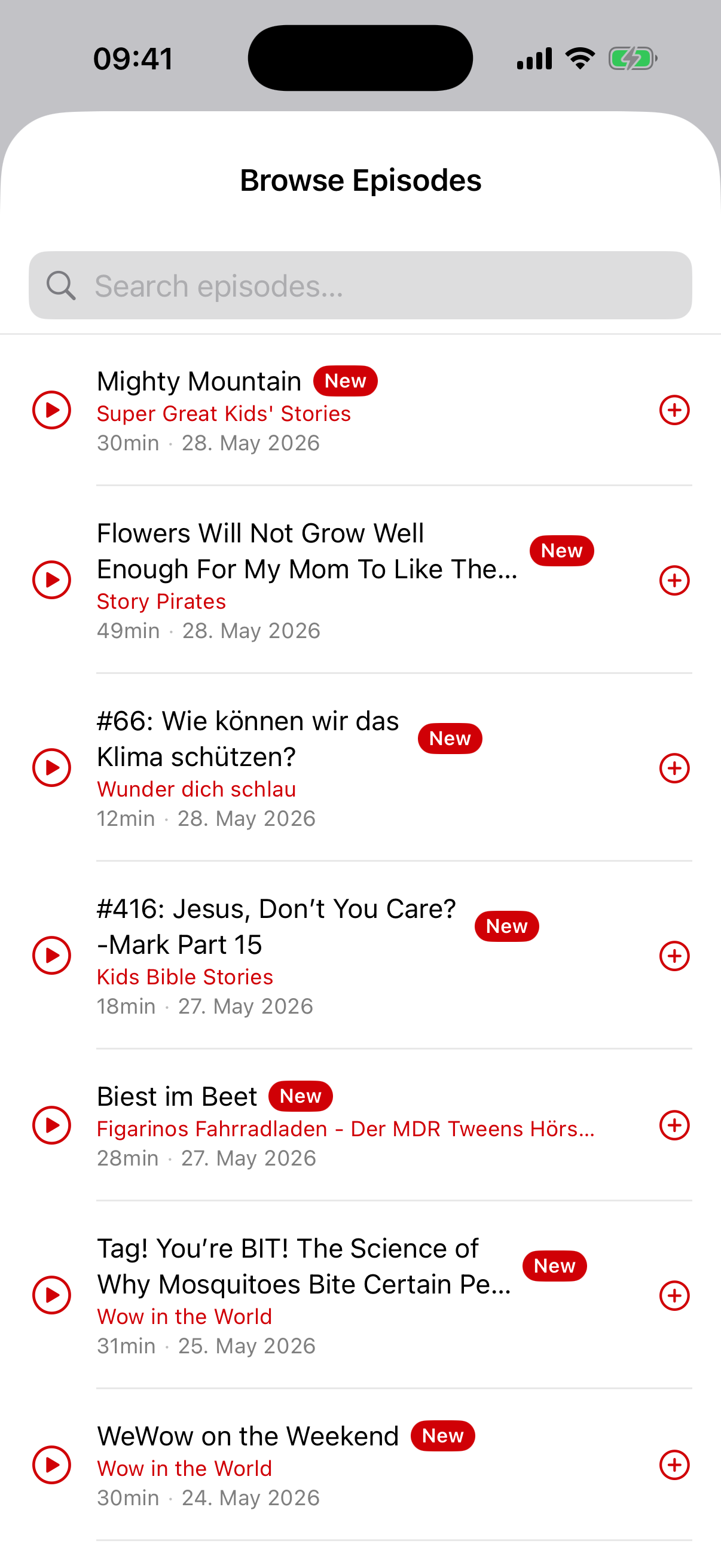 LittleCast browsing podcasts for Toniebox