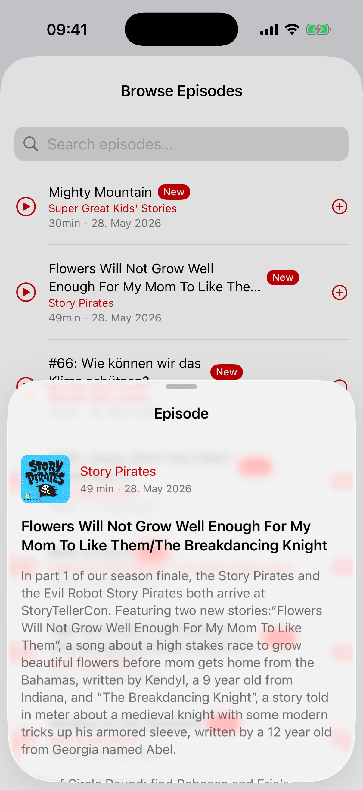 LittleCast browsing podcasts for Toniebox